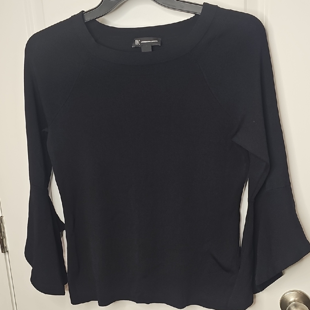 INC International Concepts Black Long Sleeve Top